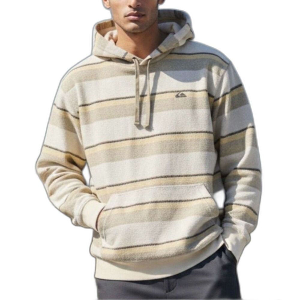 Quiksilver Great Otway Hoodie Men's Large Twill Striped Pullover French Terry